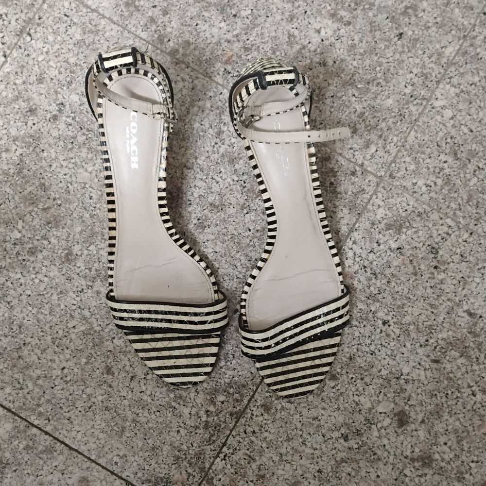 Coach Marci Snakeskin Open Toe Heeled Sandals High Heels Sz 6.5